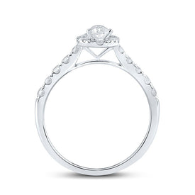 14kt White Gold Pear Diamond Halo Bridal Wedding Engagement Ring - Timeless Elegance - Splendid Jewellery
