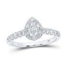 14kt White Gold Pear Diamond Halo Bridal Wedding Engagement Ring - Timeless Elegance - Splendid Jewellery