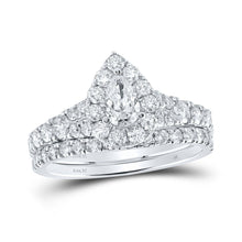 Load image into Gallery viewer, 14kt White Gold Pear Diamond Halo Bridal Wedding Ring Band Set 1 - 1/2 Cttw | The Enchanting Elegance Wedding Collection - Splendid Jewellery