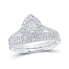14kt White Gold Pear Diamond Halo Bridal Wedding Ring Band Set 1 Cttw | Eternal Love Collection - Splendid Jewellery