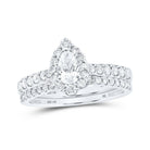 14kt White Gold Pear Diamond Halo Bridal Wedding Ring Band Set 1 Cttw | Radiant Love Collection - Splendid Jewellery