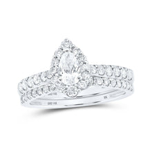 Load image into Gallery viewer, 14kt White Gold Pear Diamond Halo Bridal Wedding Ring Band Set 1 Cttw | Radiant Love Collection - Splendid Jewellery