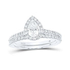 14kt White Gold Pear Diamond Halo Bridal Wedding Ring Band Set - Eternal Elegance - Splendid Jewellery