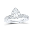 14kt White Gold Pear Diamond Halo Bridal Wedding Ring Band Set - Eternal Elegance - Splendid Jewellery