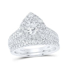 14kt White Gold Pear Diamond Halo Bridal Wedding Ring Band Set - Eternal Elegance - Splendid Jewellery