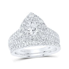 14kt White Gold Pear Diamond Halo Bridal Wedding Ring Band Set - Eternal Elegance - Splendid Jewellery