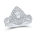 14kt White Gold Pear Diamond Halo Bridal Wedding Ring Band Set - Eternal Love Sparkle - Splendid Jewellery