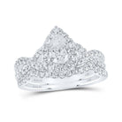14kt White Gold Pear Diamond Halo Bridal Wedding Ring Band Set - Eternal Radiance - Splendid Jewellery