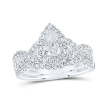 Load image into Gallery viewer, 14kt White Gold Pear Diamond Halo Bridal Wedding Ring Band Set - Eternal Radiance - Splendid Jewellery