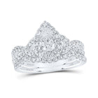 14kt White Gold Pear Diamond Halo Bridal Wedding Ring Band Set - Eternal Radiance - Splendid Jewellery
