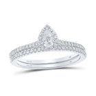 14kt White Gold Pear Diamond Halo Bridal Wedding Ring Band Set - Eternal Radiance - Splendid Jewellery