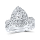 14kt White Gold Pear Diamond Halo Bridal Wedding Ring Band Set - Eternal Splendor - Splendid Jewellery