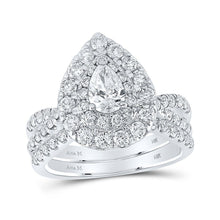 Load image into Gallery viewer, 14kt White Gold Pear Diamond Halo Bridal Wedding Ring Band Set - Eternal Splendor - Splendid Jewellery