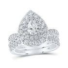 14kt White Gold Pear Diamond Halo Bridal Wedding Ring Band Set - Eternal Splendor - Splendid Jewellery