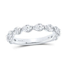 14kt White Gold Pear Diamond Horizontal Sideways Row Band Ring - Dazzling Elegance - Splendid Jewellery
