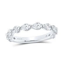 Load image into Gallery viewer, 14kt White Gold Pear Diamond Horizontal Sideways Row Band Ring - Dazzling Elegance - Splendid Jewellery