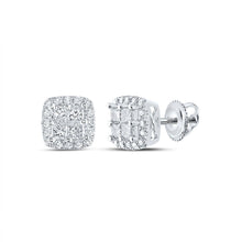 Load image into Gallery viewer, 14kt White Gold Princess - Cut Diamond Square Earrings - Sparkling Elegance - Splendid Jewellery