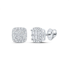14kt White Gold Princess - Cut Diamond Square Earrings - Sparkling Elegance - Splendid Jewellery