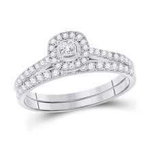 Load image into Gallery viewer, 14kt White Gold Princess Diamond Bridal Wedding Ring Band Set - A Timeless Celebration of Love - Splendid Jewellery