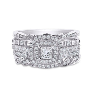 14kt White Gold Princess Diamond Bridal Wedding Ring Band Set - Eternal Love - Splendid Jewellery