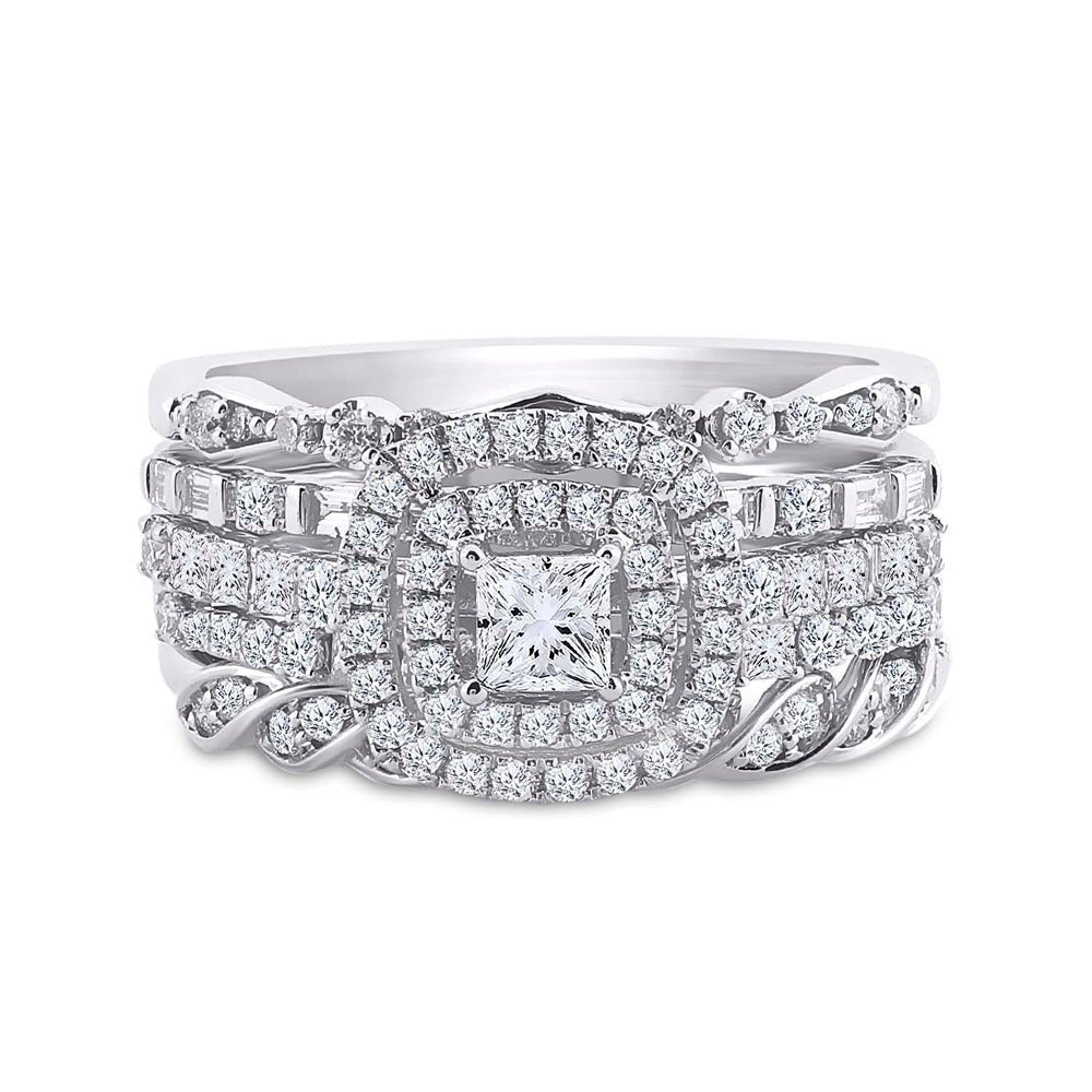 14kt White Gold Princess Diamond Bridal Wedding Ring Band Set - Eternal Love - Splendid Jewellery