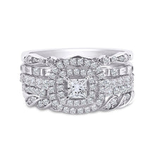 Load image into Gallery viewer, 14kt White Gold Princess Diamond Bridal Wedding Ring Band Set - Eternal Love - Splendid Jewellery