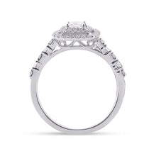 Load image into Gallery viewer, 14kt White Gold Princess Diamond Bridal Wedding Ring Band Set - Eternal Love - Side View