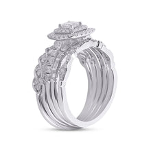 Load image into Gallery viewer, 14kt White Gold Princess Diamond Bridal Wedding Ring Band Set - Eternal Love - Second Side View