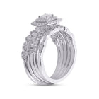14kt White Gold Princess Diamond Bridal Wedding Ring Band Set - Eternal Love - Second Side View