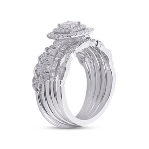 14kt White Gold Princess Diamond Bridal Wedding Ring Band Set - Eternal Love - Splendid Jewellery