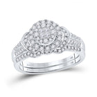 14kt White Gold Princess Diamond Circle Bridal Wedding Ring Band Set 1/2 Cttw | Splendid Jewellery - "Eternal Love Diamond Circle Bridal Wedding Ring Set" - Splendid Jewellery