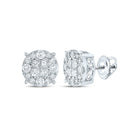 14kt White Gold Princess Diamond Cluster Earrings - A Mesmerizing Brilliance - Splendid Jewellery