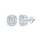 14kt White Gold Princess Diamond Cluster Earrings - A Mesmerizing Brilliance - Splendid Jewellery