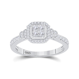 14kt White Gold Princess Diamond Elegance Ring - Top View