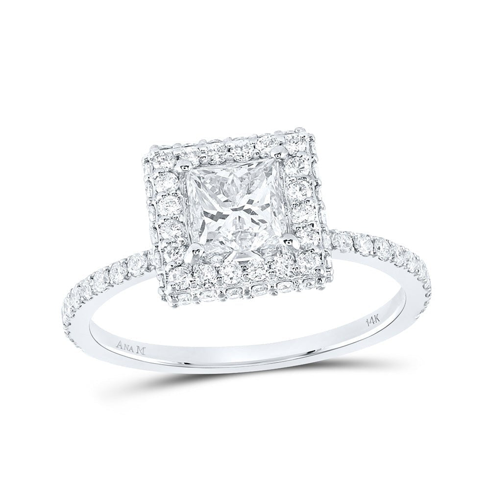 14kt White Gold Princess Diamond Halo Bridal Wedding Engagement Ring - Enchanting Elegance - Splendid Jewellery