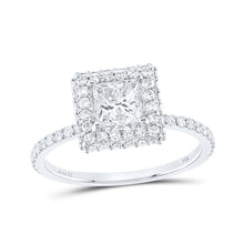 Load image into Gallery viewer, 14kt White Gold Princess Diamond Halo Bridal Wedding Engagement Ring - Enchanting Elegance - Splendid Jewellery