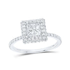 14kt White Gold Princess Diamond Halo Bridal Wedding Engagement Ring - Enchanting Elegance - Splendid Jewellery