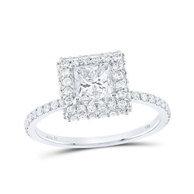 14kt White Gold Princess Diamond Halo Bridal Wedding Engagement Ring - Enchanting Elegance - Splendid Jewellery