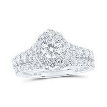 Load image into Gallery viewer, 14kt White Gold Princess Diamond Halo Bridal Wedding Ring Band Set 1 - 1/2 Cttw | Radiant Love Collection - Splendid Jewellery