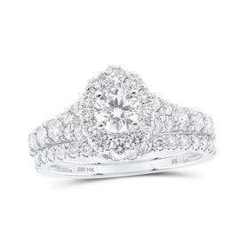 14kt White Gold Princess Diamond Halo Bridal Wedding Ring Band Set 1 - 1/2 Cttw | Radiant Love Collection - Splendid Jewellery