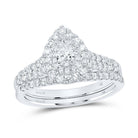 14kt White Gold Princess Diamond Halo Bridal Wedding Ring Band Set 1 Cttw | Majestic Jewels - Splendid Jewellery
