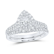 Load image into Gallery viewer, 14kt White Gold Princess Diamond Halo Bridal Wedding Ring Band Set 1 Cttw | Majestic Jewels - Splendid Jewellery