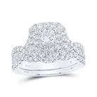 14kt White Gold Princess Diamond Halo Bridal Wedding Ring Band Set - Enchanting Love - Splendid Jewellery