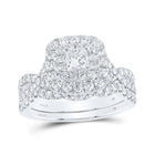 14kt White Gold Princess Diamond Halo Bridal Wedding Ring Band Set - Enchanting Love - Splendid Jewellery