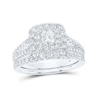 14kt White Gold Princess Diamond Halo Bridal Wedding Ring Band Set - Eternal Elegance - Splendid Jewellery