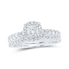 14kt White Gold Princess Diamond Halo Bridal Wedding Ring Band Set - Eternal Elegance - Splendid Jewellery