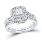 14kt White Gold Princess Diamond Halo Bridal Wedding Ring Band Set - The Enchanting Elegance - Splendid Jewellery