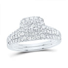 14kt White Gold Princess Diamond Halo Bridal Wedding Ring Band Set - The Majestic Splendor - Top View