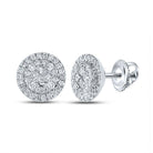 14kt White Gold Princess Diamond Halo Cluster Earrings - Splendid Jewellery