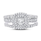 14kt White Gold Princess Diamond Solitaire Bridal Wedding Engagement Ring - Enchanting Elegance - Front View